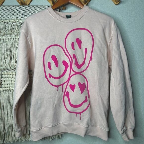 Wild Fable Punk Blush Smiley Face Sweatshirt XS - Picture 2 of 6